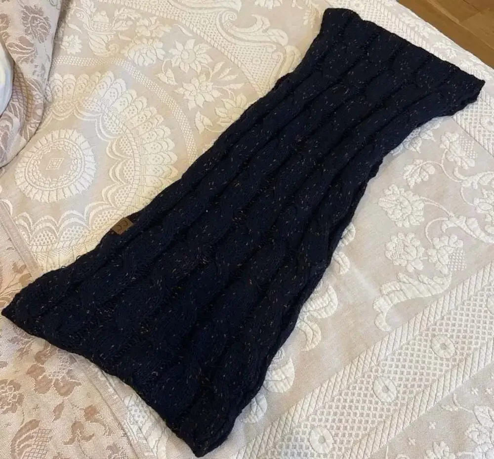 C.C. Navy Blue Cable Knit Confetti Speckled Infinity Scarf